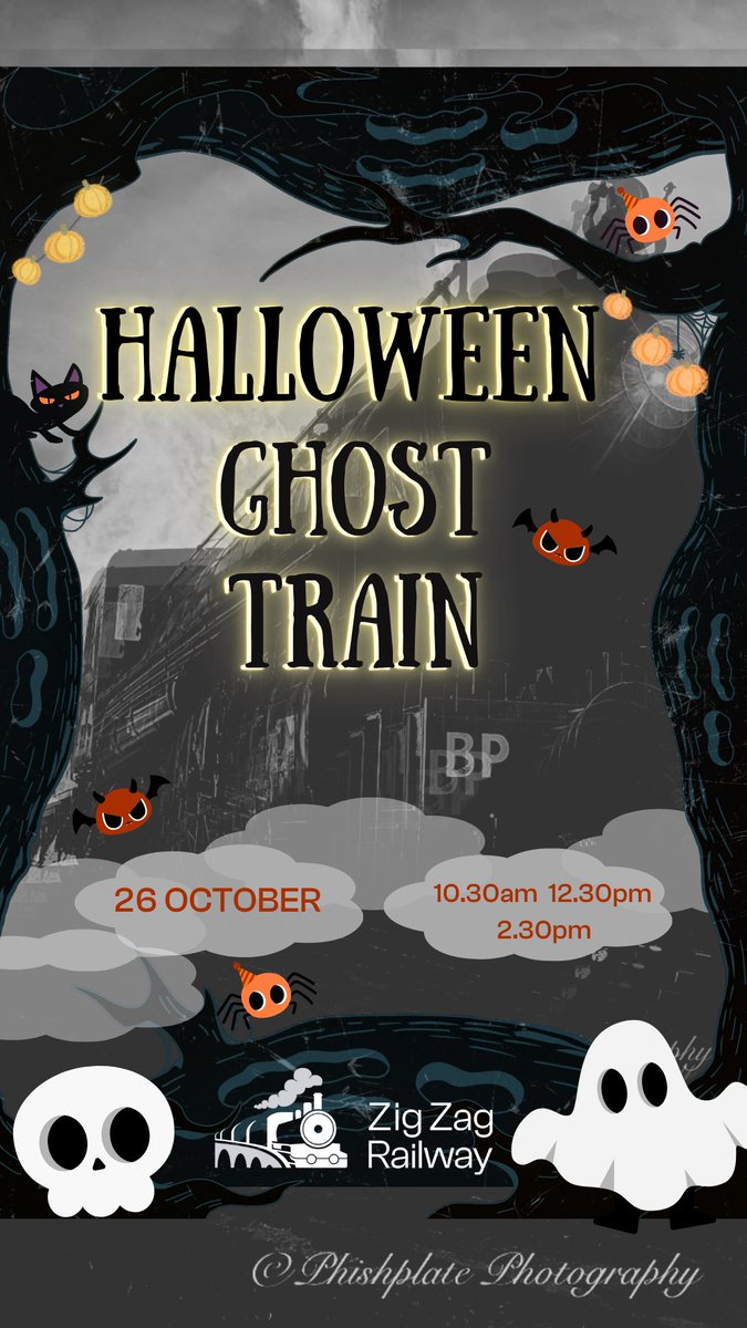 🎃 All aboard the Ghost Train! 🚂✨ Join us for a spine-chilling ride through haunted landscapes this Halloween. Experience thrills, chills, and spooky surprises around every bend. Don’t miss out—book your tickets now! 👻  zigzagrailway.com.au/event/hallowee…