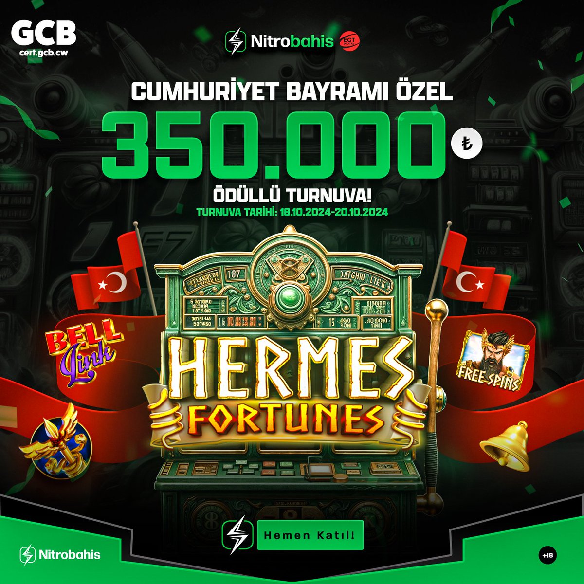 🇹🇷CUMHURİYET BAYRAMI COŞKUYLA KUTLANACAK!

🏆Nitrobahis ve EGT Digital birlikteliğiyle Cumhuriyet Bayramı burada kutlanacak...

💰350.000 TL büyük ödüllü turnuva ile bayramın kazananı sen ol!

🔗Hemen turnuvaya katıl: ws.tc/Nitrobahis