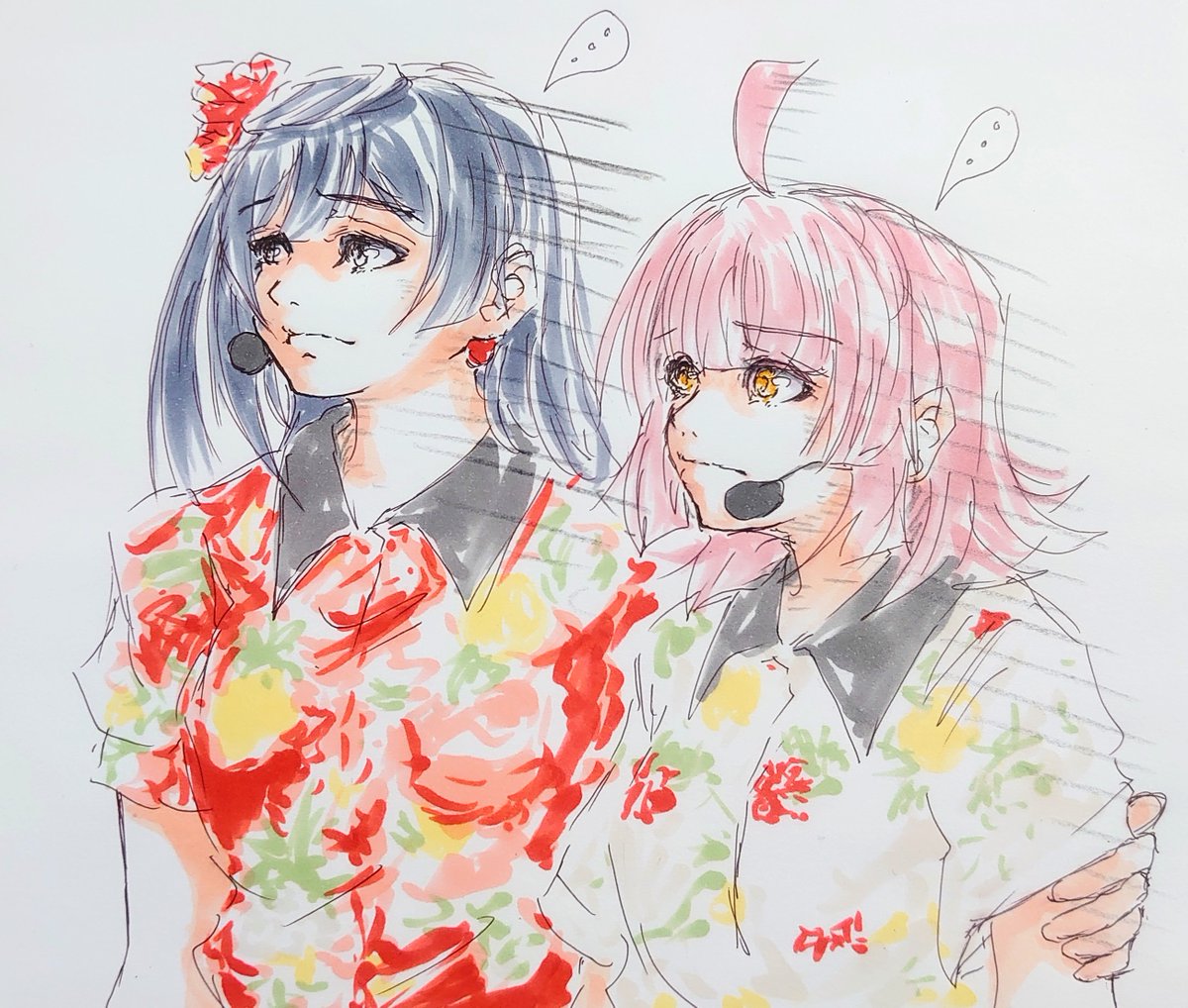 天王寺璃奈 ,優木せつ菜 「事故が多い宮下愛login村上奈津実さんのMC好き。#虹7th_day1 」|しげお爺(97)のイラスト
