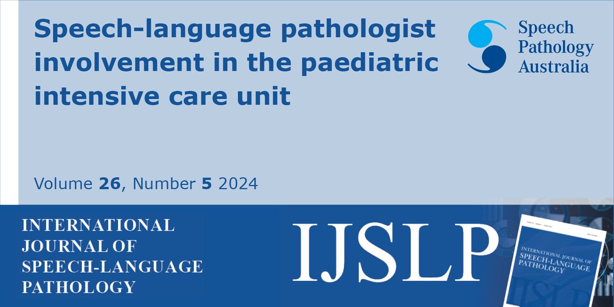 "Speech-language pathologist involvement in the paediatric intensive care unit" by <a href="/RSantiago_SLP/">Rachel Santiago, MS, CCC-SLP 💬📱🤟🏽</a>  Blair J. Gorenberg, <a href="/ChristineHurtu1/">ChristineHurtubise,SLP</a> <a href="/FlorentYiota/">Panayiota Senekki-Florent, Ph.D., CCC-SLP, BCS-S</a> &amp; <a href="/SapnaKmd/">Sapna Kudchadkar, MD, PhD</a> now in Vol 26, Issue 5 <a href="/IJSLP/">International Journal of Speech-Language Pathology</a>  #PARKPICU tandfonline.com/doi/full/10.10…