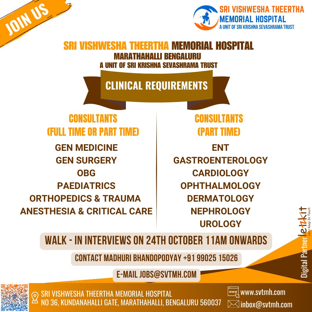 sksevashrama's tweet photo. Want to be part of something bigger? We're hiring! #svtmh #srikrishnasevashrama #marathahalli #JobSearch #clinicalrequirements #jobopportunity #MedicalOpportunities #healthcarejobs #joinourteam #letzkit https://t.co/zBS69lj6oJ