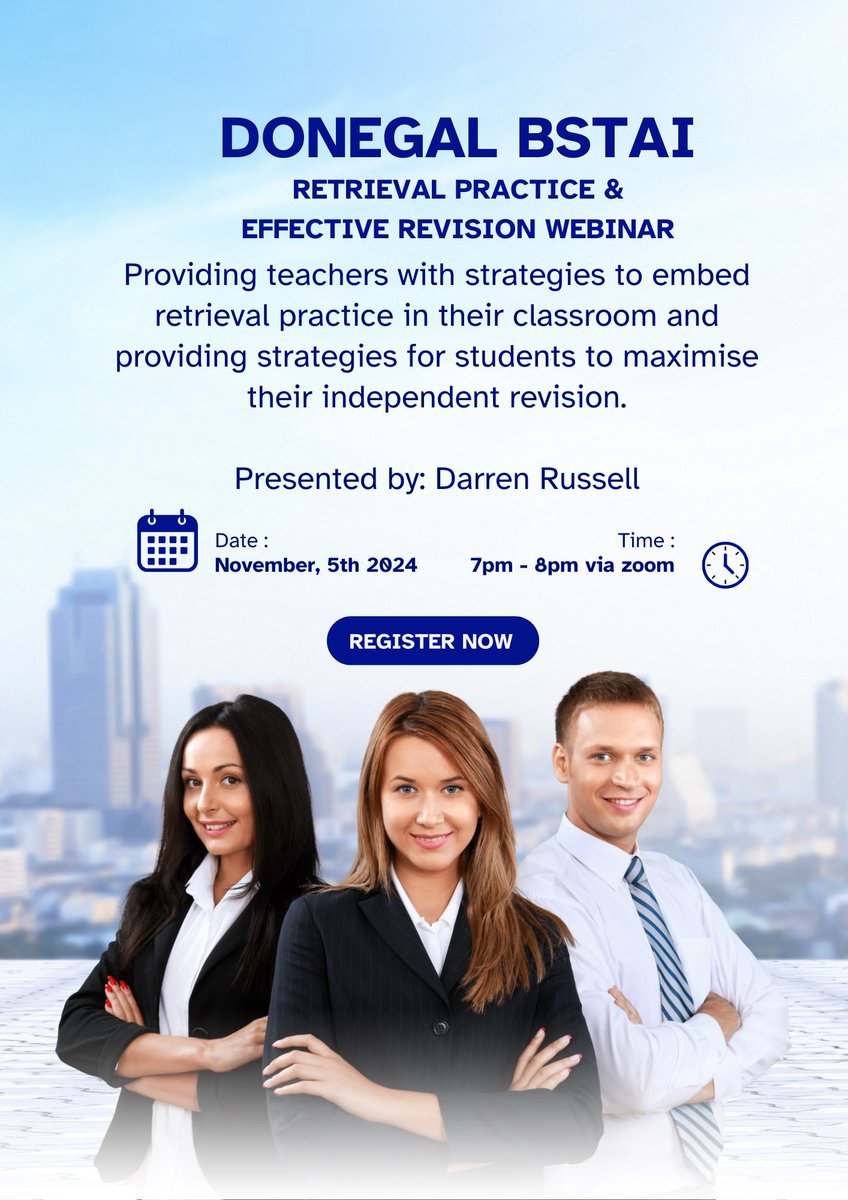 DonegalBSTAI (@bstaidonegal) on Twitter photo Donegal BSTAI are delighted to announce our next webinar, ‘Retrieval Practice & Effective Revision’ on Tuesday 5th of November at 7pm-8pm <a href="/bstaireland/">Business Studies Teachers' Association of Ireland</a> #JCBusiness #LCBusiness #LCEconomics #LCAccounting Donegal BSTAI are delighted to announce our next webinar, ‘Retrieval Practice & Effective Revision’ on Tuesday 5th of November at 7pm-8pm <a href="/bstaireland/">Business Studies Teachers' Association of Ireland</a> #JCBusiness #LCBusiness #LCEconomics #LCAccounting