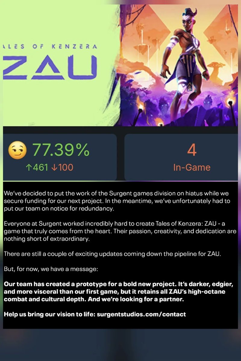 itsbasedgamejam's tweet photo. Tales of Kenzera: ZAU hits the pause button… and we’re not surprised. 🙄
When you prioritize woke agendas over gameplay, this is what happens. While they’re on hiatus, we’ll keep building games that gamers actually want.
We’ll keep laughing as they fade away. 😂⚔️
#BasedDevs #NoWokeGames #ItsBased #GameDevCrusade