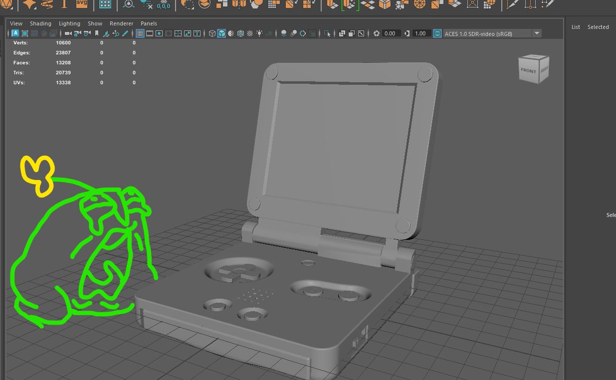 remshia's tweet photo. mf 3d gameboy sp model took me 3 days with many refs, making a face mask next with 1 pic is gonna kill me 🤡 https://t.co/0sOt3OB3yQ
