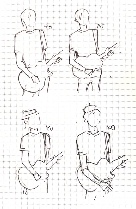 @jjrp99 こぅだよね…っていう…※体のラインを伝えたいのでギターをふんわりと描いております※
是方さんだけギターの高さの記憶が曖昧ですけど🥺 