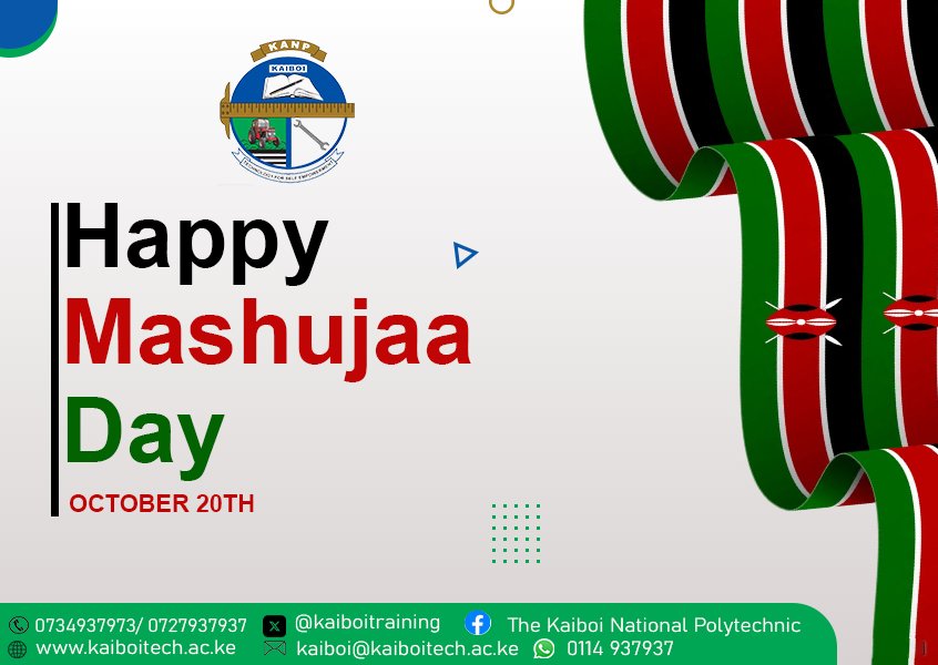 KaiboiTraining's tweet image. Happy Mashujaa Day! 
#KANP #SeptemberIntake2024 #AdmissionsOpen