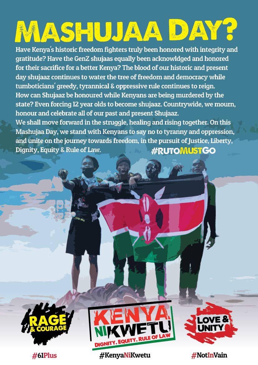 its_ken_mutua's tweet photo. As we commemorate #MashujaaDay, we pay homage to the gallant heroes who selflessly laid down their lives for the freedom and prosperity of our beloved country. Their valor and sacrifice shall forever be etched in our history. #NotInVain
#HappyMashujaaDay https://t.co/PtgKaBTrJZ