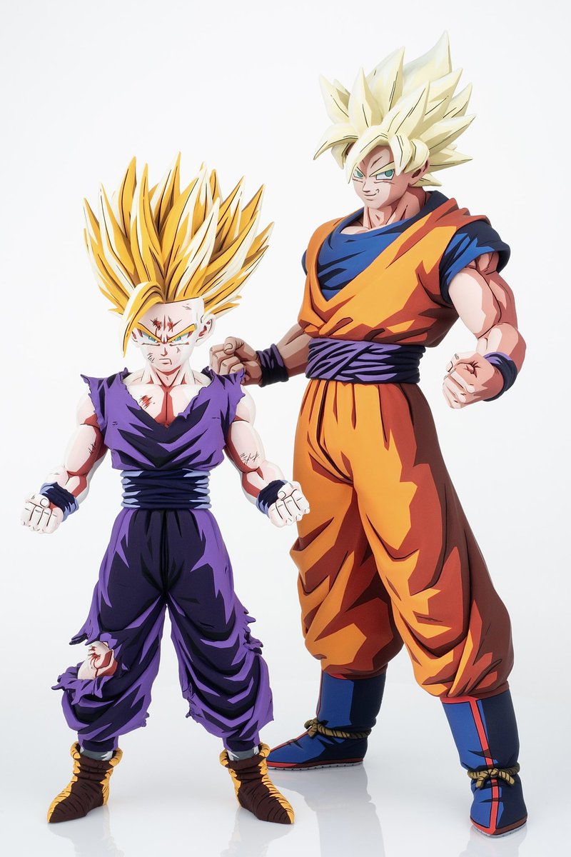 repe_labo's tweet photo. ドラゴンボール人造人間を塗り進めてます🙄

セルゲームを前に謎の余裕を見せる悟空を塗りました！
悟空の背中、ピンチの時に間に立ってくれてるようなフォルムがカッコいい🥲

今回もシンプルな塗装ですが、揃った時にはきっと壮観でしょう😍楽しみ✨
あと親子エモ😍 https://t.co/kXuI5b07iE
