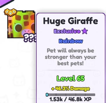 🔥Giveaways part 59!🔥
🦒Rainbow Huge Giraffe🦒

Requirements:
🤝 follow me
❤️ &amp; 🔁 like &amp; repost
🦜 Comment your Roblox username
SUB➡️ youtube.com/@MonoAsFact

  Giveaway ends in 72 hours goodluck!
#ROBLOX #PetSimulator99 #PetSim99 #PetSimulator99Giveaways