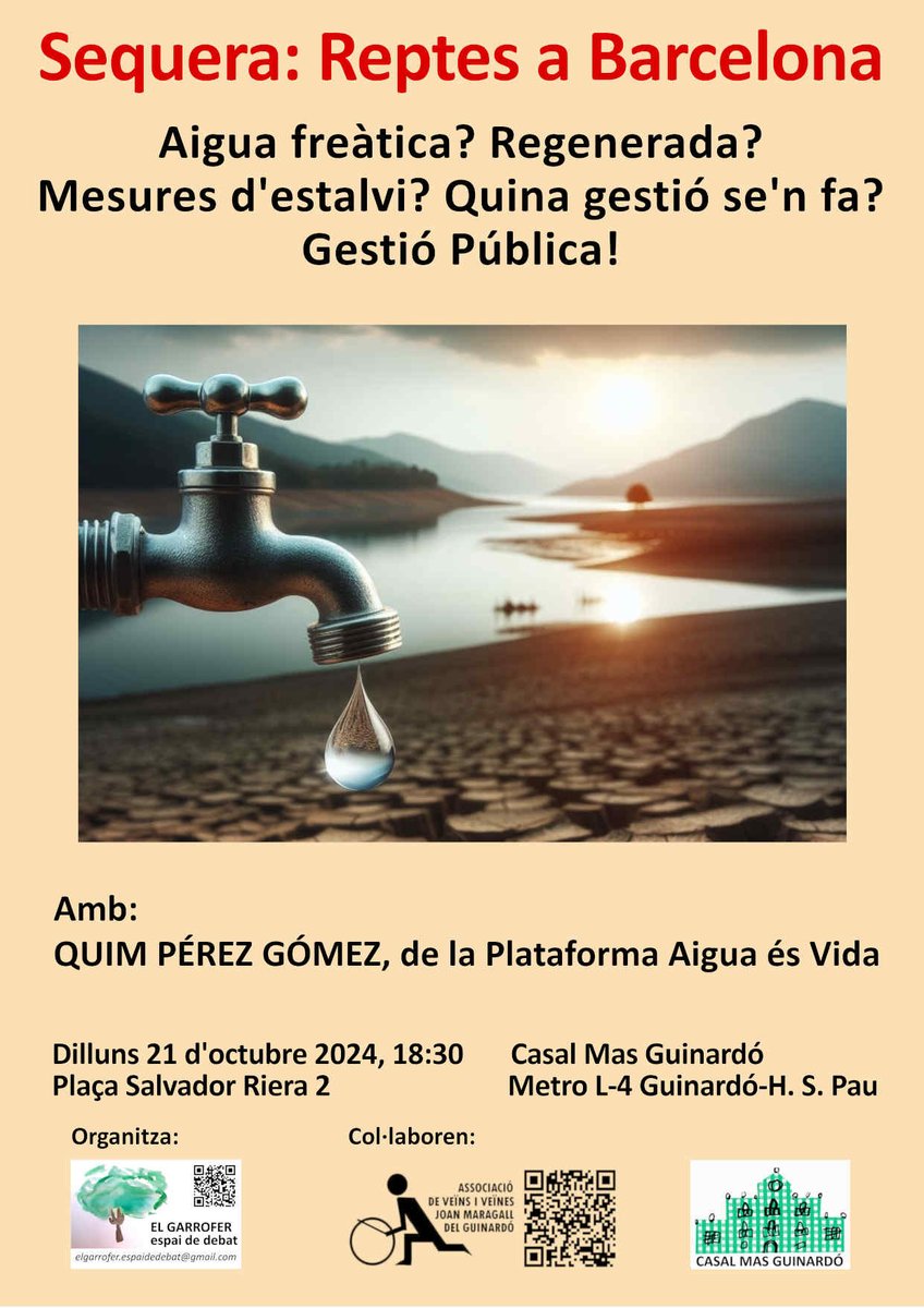 rosoas's tweet image. Quins plans tenen els governs de la ciutat i del país per fer front al repte de l&apos;aigua a l&apos;Àrea metropolitana?