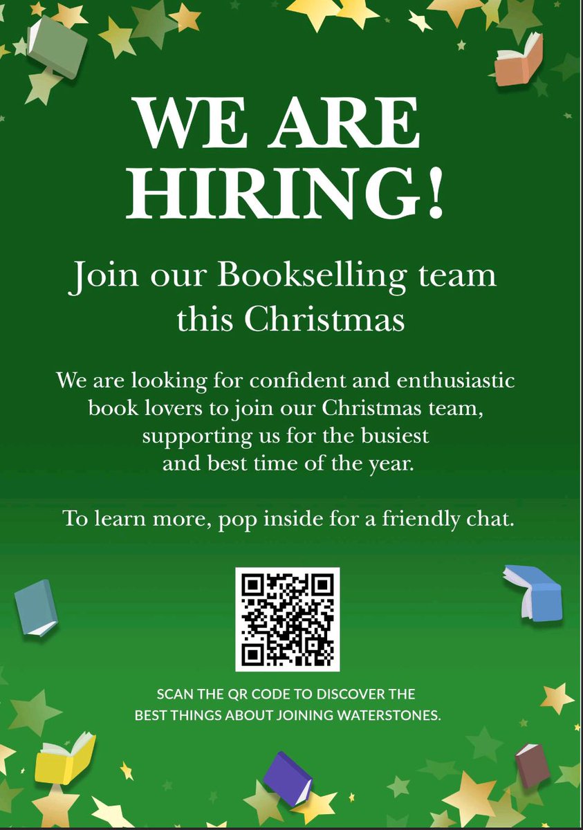 We are hiring! 

With Christmas on its way to Sutton, we are looking for confident and enthusiastic book lovers to join our team for the busiest time of the year. Please pop in store for more details!