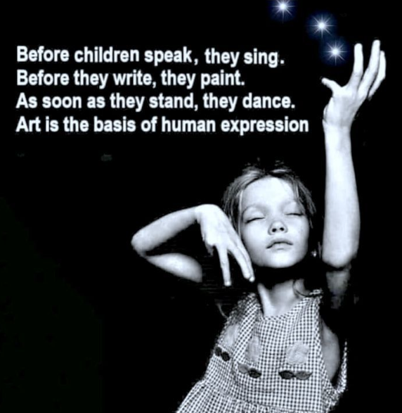 Instagramda, #womenwhorunwiththemoon adlı hesaptan aldım.

"Çocuklar konuşmadan önce şarkı söyler.
Yazmadan önce resim yapar.
Ayağa kalkar kalkmaz dans eder. 
Sanat insanın anlatma kabiliyetinin temelidir."
