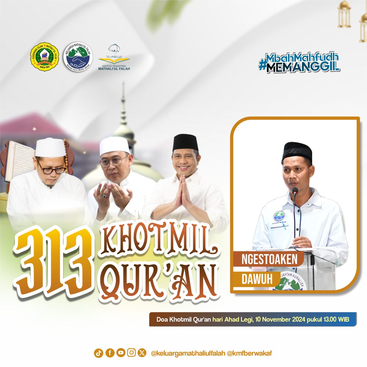 ppkmfofficial's tweet photo. Mari, ikut andil dan meramaikan dalam rangka 313 Khotmil Qur'an Mathali'ul Falah International Pesantren (MIP) dengan twibbon.
Link twibbonnya ada di bawah ini :
https://t.co/ScvE7hnOvi
#313khotmilquranmip #mathaliulfalah #keluargamathaliulfalah #ipmafapati #kajenpati https://t.co/EWsLXL6zGt