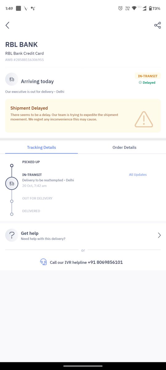 ashishranjansh's tweet image. @delhivery 
@help_delhivery 
"Disappointed with the experience! My shipment is delayed by 2 days, and I haven't received any response from your support team. Please look into this ASAP #DelayedShipment