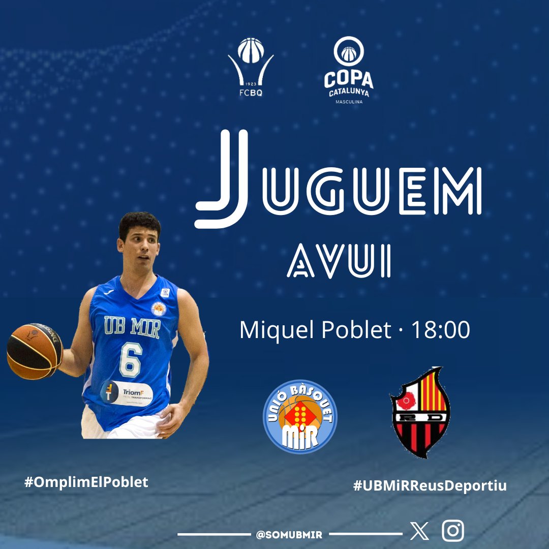 somubmir's tweet photo. 🔝🔥 𝗝𝗨𝗚𝗨𝗘𝗠 𝗔𝗩𝗨𝗜‼️

@domenechuri is 🔙 - Han passat gairebé 12 mesos des de la seva greu lesió. Avui torna a les pistes 𝗢𝗿𝗶𝗼𝗹 𝗗𝗼𝗺è𝗻𝗲𝗰𝗵 💪

🏆 Copa Catalunya
⌚️ 18:00 hores
🆚 @reusdeportiuoficial
⛩ Miquel Poblet

#somubmir 💙🤍 | #MontcadaÉsDeCopa https://t.co/rbTs3vqaIp