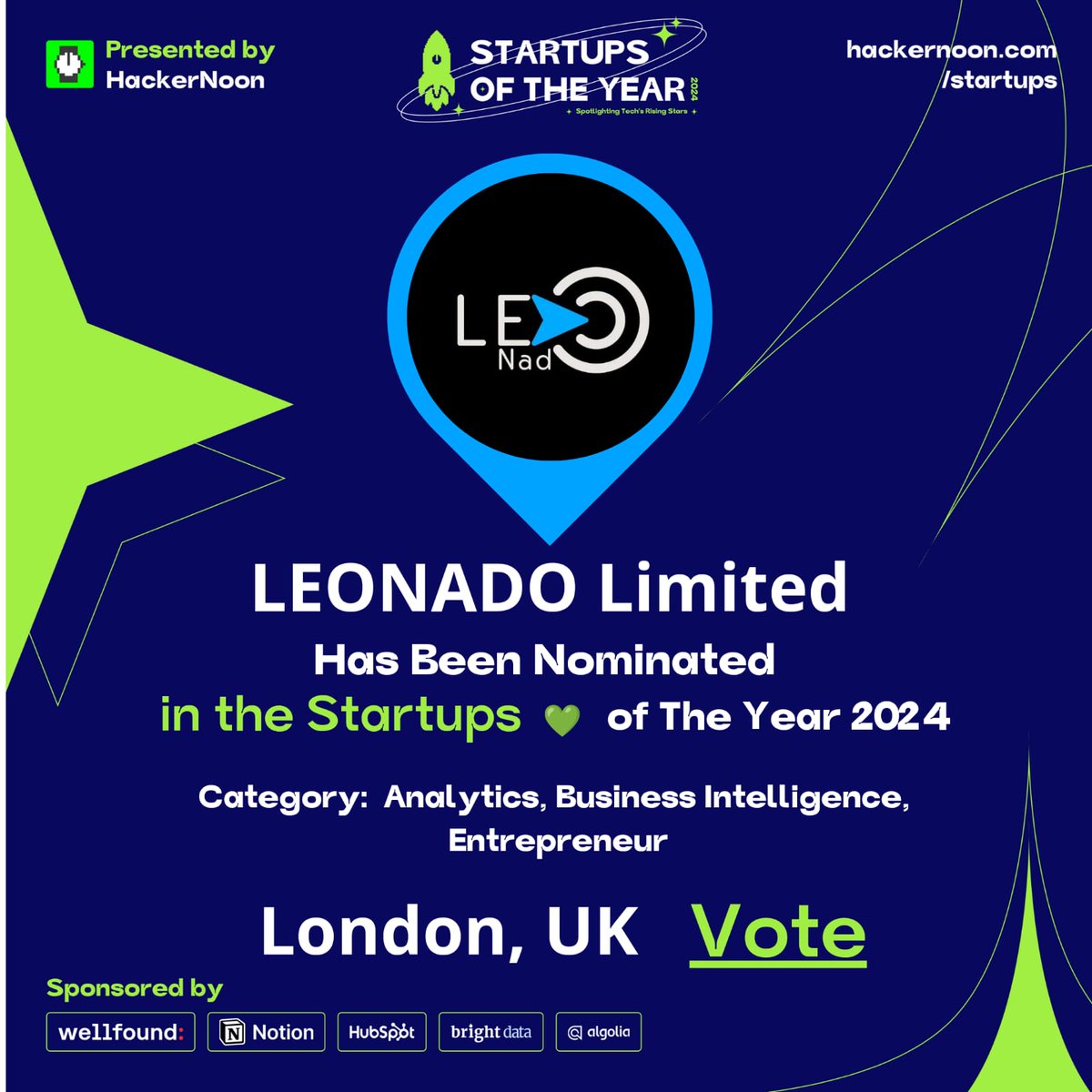 Leonadolimited's tweet photo. Want to make a difference? Support Leonado Limited and our innovative dBar Pro, a new way to exchange goods and services. Vote for us at [https://t.co/2oxYE2sMlL](https://t.co/2oxYE2sMlL) #LeonadoLimited #StartupLondon #VoteNow #dBarPro #Sustainability https://t.co/ySN9ZnKbsg
