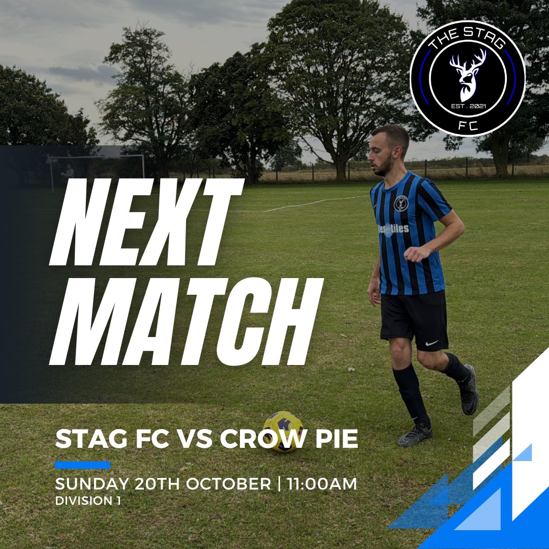 TheStag_FC's tweet photo. Huge game against the league leaders today as we look to continue our unbeaten start to the season.

🆚 The Crow Pie
🏆RDSL Div 1 - GW4
🏟️Clifton
⏰11AM

#UpTheStag 🦌⚽️ https://t.co/JnMVpPJpCV