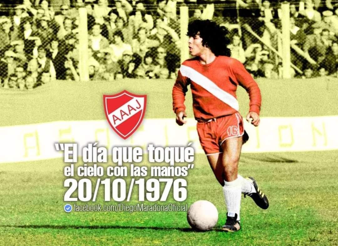 LCF666's tweet image. Un 20 de octubre de 1976, Diego Armando Maradona debutaba en la primera división del fútbol argentino. Con el número 16 en la camiseta, entró en el segundo tiempo de un partido contra Talleres de Córdoba, con apenas 15 años. En la primera pelota que tocó, tiró un caño