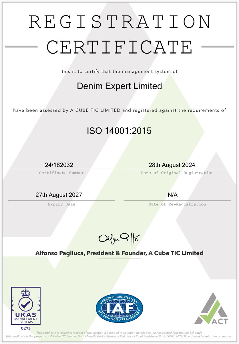 Denim Expert Limited is constantly dedicated to providing the consumer and buyer with the highest quality. In order to guarantee the highest quality, Denim Expert Ltd. Is ISO member now.
#denimexpertltd #Sustainability