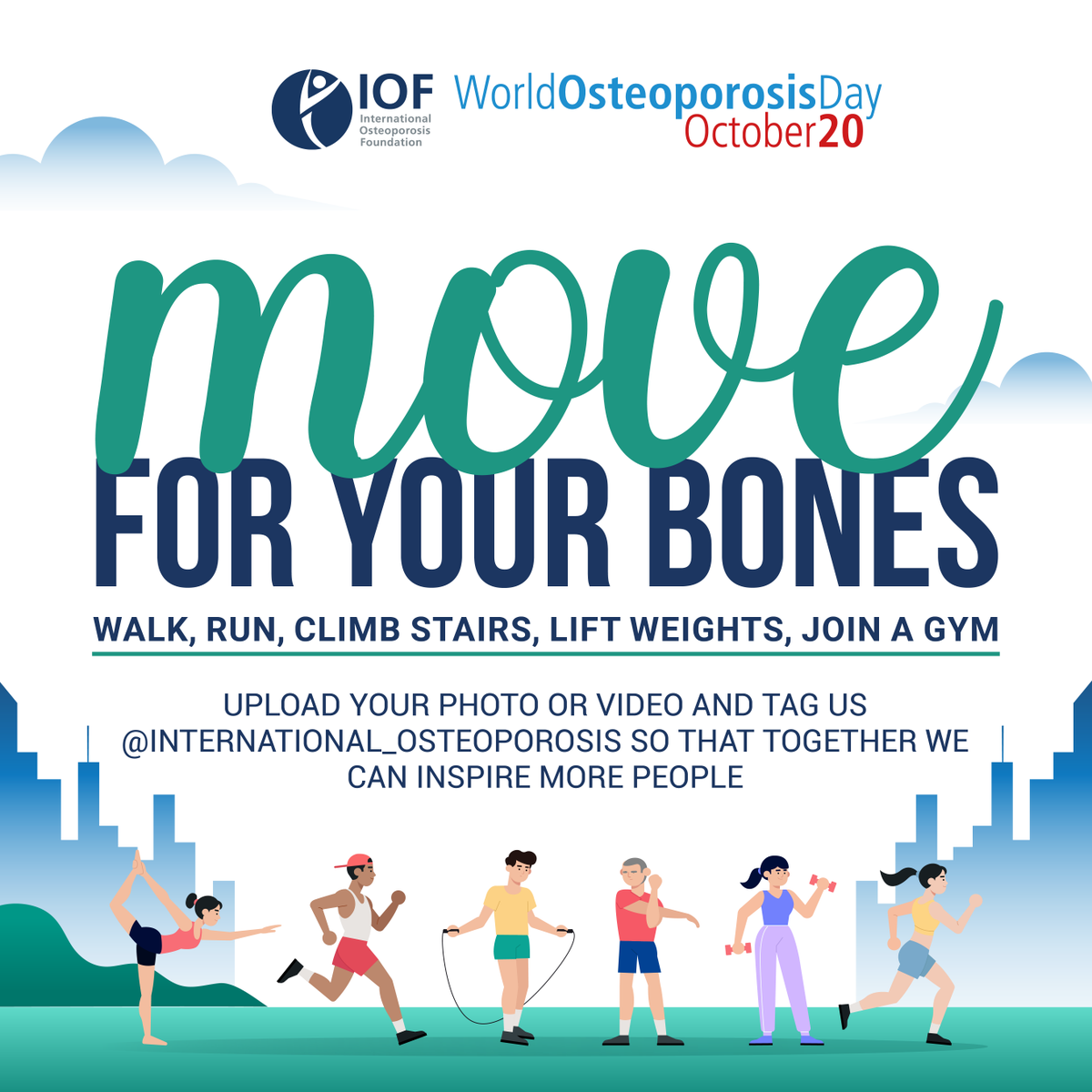 MCRActive's tweet photo. Say no to fragile bones this #WorldOsteoporosisDay

Healthy bones are important for overall health and well-being. 
Using your body keeps your bones strong.

#StepUpForBoneHealth
🚶‍♀️ Walk
🏊‍♂️ Swim
🏋️ Lift weights
🚴 Cycle

Find ways to get active at https://t.co/O9OAw7bvdm https://t.co/c4ZYH7nz5B