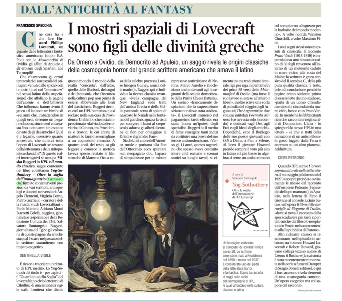 Salvatore Santangelo (@santangelo_s) on Twitter photo #Lovecraft: "Dall'#Antichità al #Fantasy", #FrancescoSpecchia porta #YogSothothery su #LiberoQuotidiano <a href="/SpecchiaFran/">Francesco Specchia</a> <a href="/Libero_official/">Quotidiano Libero</a> <a href="/CastelvecchiEd/">Castelvecchi Editore</a> #HPL #HPLovecraft #Weird #Horror #CallofCthulhu #Libri #Lovecraft: "Dall'#Antichità al #Fantasy", #FrancescoSpecchia porta #YogSothothery su #LiberoQuotidiano <a href="/SpecchiaFran/">Francesco Specchia</a> <a href="/Libero_official/">Quotidiano Libero</a> <a href="/CastelvecchiEd/">Castelvecchi Editore</a> #HPL #HPLovecraft #Weird #Horror #CallofCthulhu #Libri