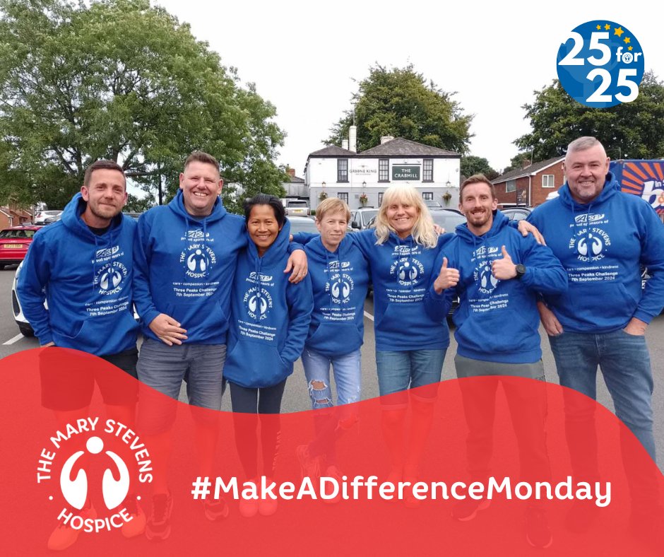 The Mary Stevens Hospice (@mshospice) on Twitter photo #MakeADifferenceMonday 🎉
Our amazing supporters conquered the three peaks challenge in just 24 hours, raising £11,964.59 for The Mary Stevens Hospice! 💪 Fancy Fundraising for us? Reach out to us at allison.hayes@mshfundraising.co.uk or call 01384 377 778. #MakeADifferenceMonday 🎉
Our amazing supporters conquered the three peaks challenge in just 24 hours, raising £11,964.59 for The Mary Stevens Hospice! 💪 Fancy Fundraising for us? Reach out to us at allison.hayes@mshfundraising.co.uk or call 01384 377 778.