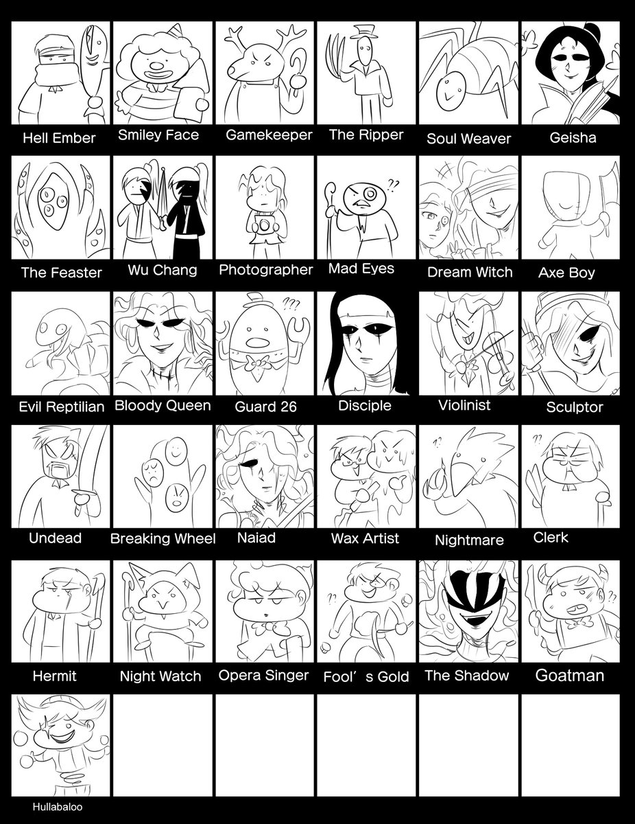 nadifashafira_'s tweet photo. drawing hunters by memory (goatman hullabaloo added)!
(can you guess whos my main?)
#第五人格 #IdentityV #identityVイラスト #IdentityVfanart #hullabaloo #idvhunter https://t.co/TuXm0GF6ic