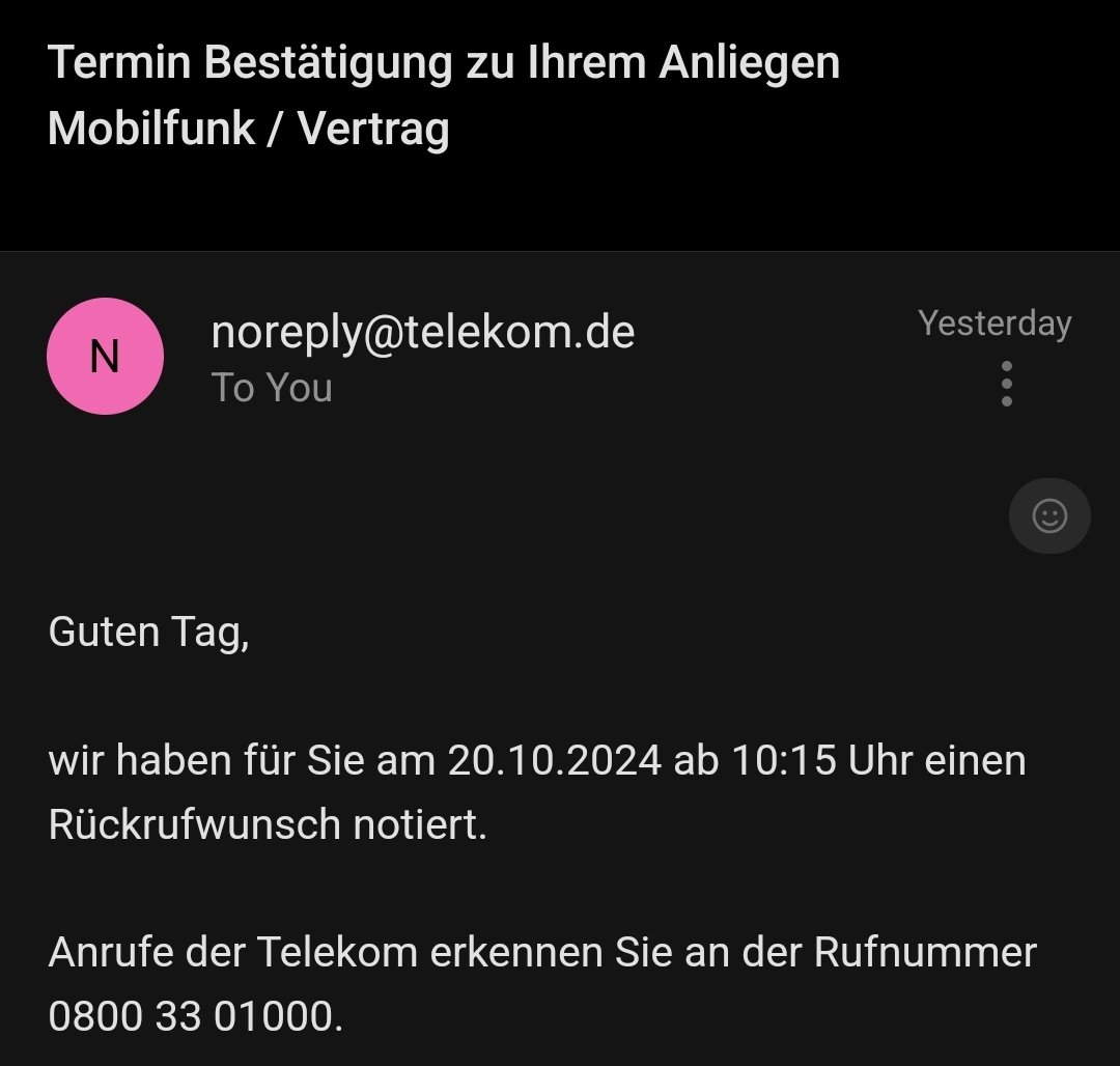AConsumer4's tweet photo. @Telekom_hilft : Rückruf vereinbart, per Email von Euch bestätigt, und mal wieder nicht erfolgt. Ihr seid nur schnell wenn es ums Verkaufen geht. Schade. Standards gibt es anscheinend auch nicht mehr bei deutschen Traditionsunternehmen. https://t.co/D3nkAdHiUG