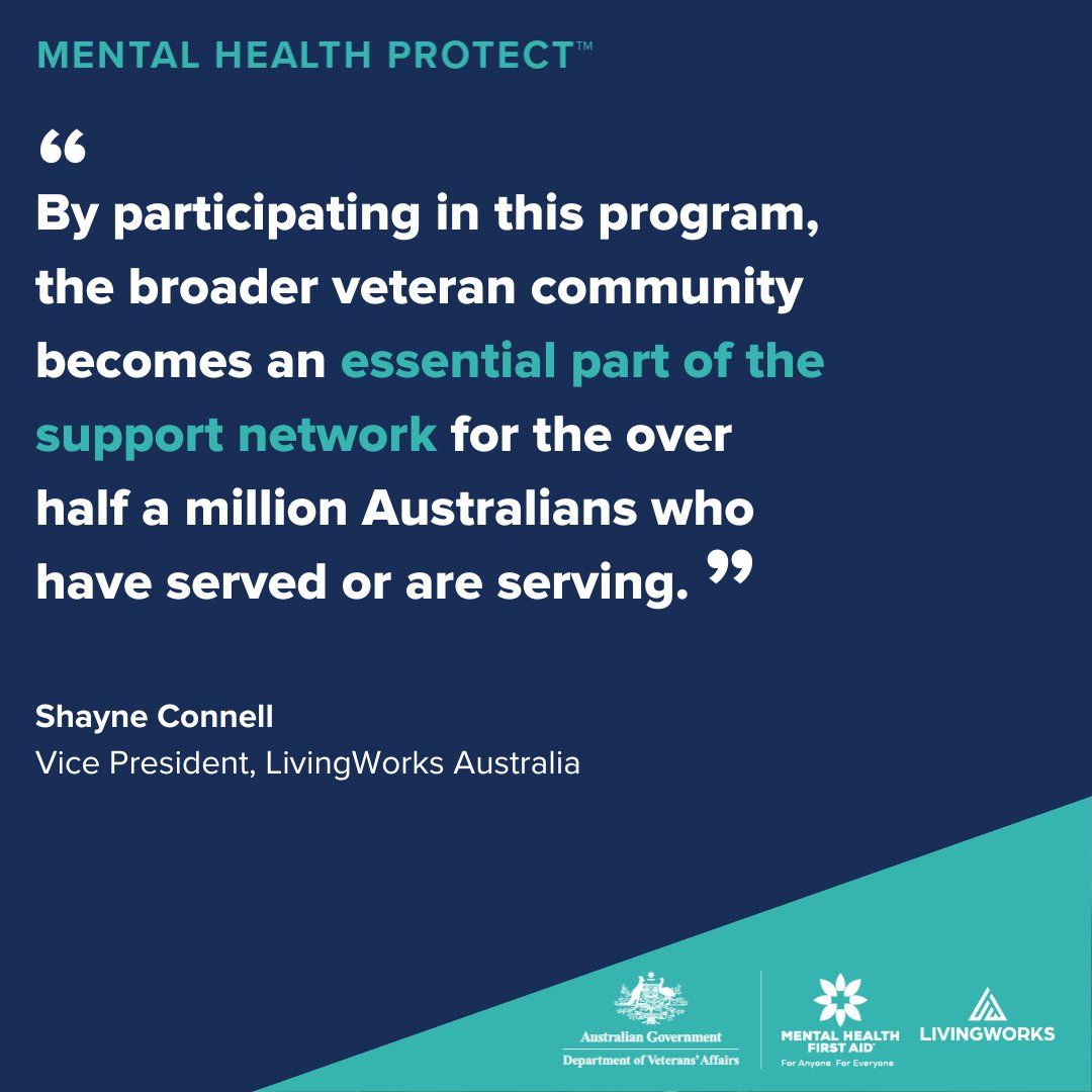 The veteran community has access to free mental health &amp; suicide prevention training, thanks to a new Aus Gov-funded program. Sign up for free #MHFA &amp; <a href="/LivingWorksAus/">LivingWorks Australia</a> training to help create circles of safety &amp; support around veterans. Read more: mhfa.com.au/veteran-commun…