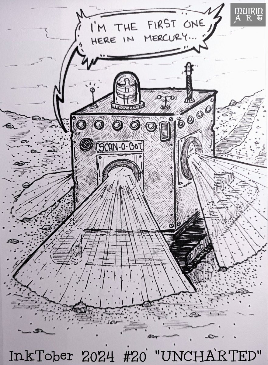 NanaHonkonen's tweet image. #Inktober2024 #20 &quot;UNCHARTED&quot;

#PigmaMicrons on #sketchbook #uncharted #inktoberuncharted #mercury #robots #muirinartinktober2024 #muirinartrobots #drawingchallenge #drawing #draw #illustrations #inktober #finland #suomitaide #suomi #taide #inktoberfinland @inktober @drawmearobot