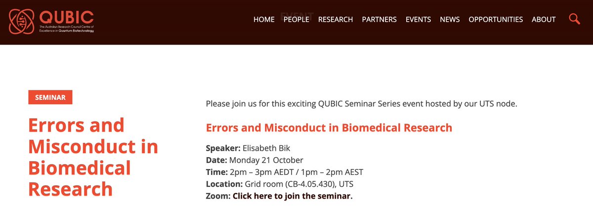 Tomorrow, Monday 21 October, at 2:00 pm, I will speak at the <a href="/UTSEngage/">UTS</a> in Sydney to give an <a href="/arc_qubic/">ARC Centre of Excellence in Quantum Biotechnology</a> QUBIC seminar. Live and on zoom.
Details: 
qubic.au/event/errors-a…