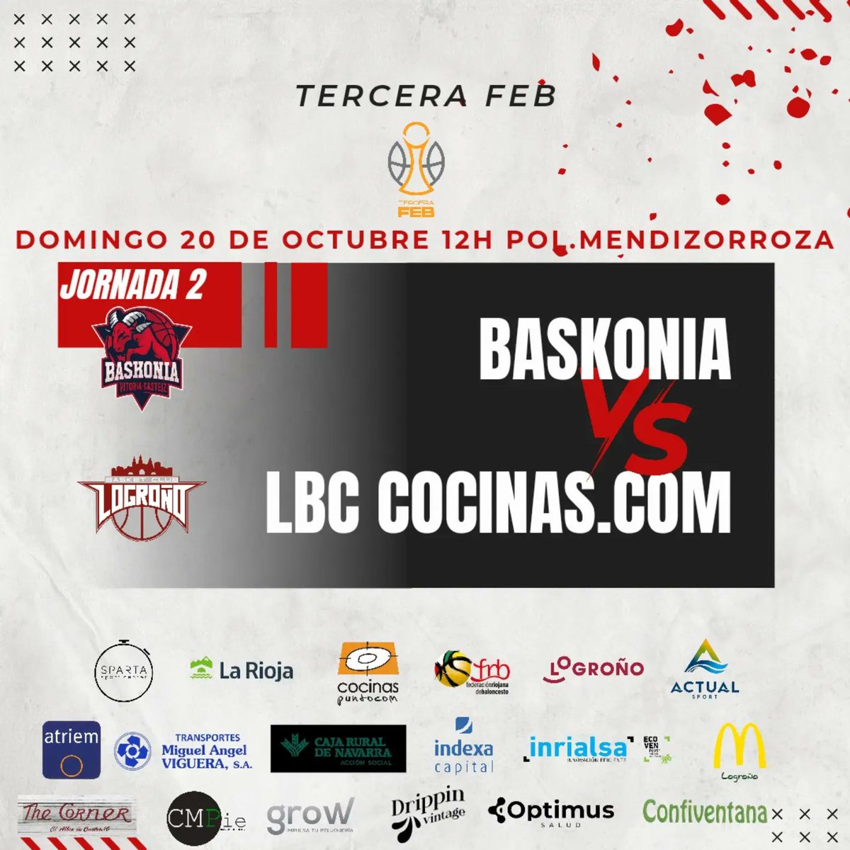 Cerramos el fin de semana en Vitoria con el partido del primer equipo. 

LBC <a href="/cocinascom/">Cocinas.com</a> 
🏆 Tercera FEB
🕛 12:00
🆚 <a href="/Baskonia/">Baskonia</a> 
📍Pol. Mendizorroza