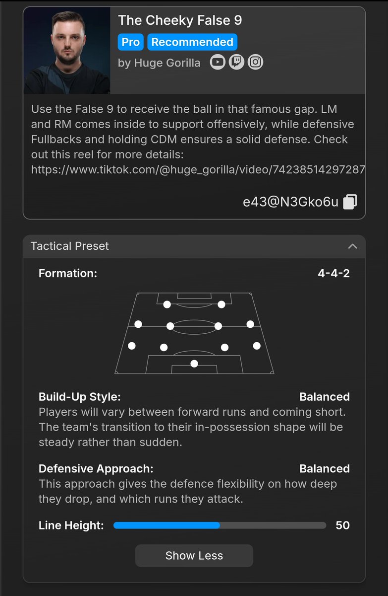 ✨ Budget Squads using <a href="/Huge_Gorilla/">Spencer</a>'s new 4-4-2 Tactics

{Thread}

💰 100k - Max Budget

Tactics Code: e43@N3Gko6u