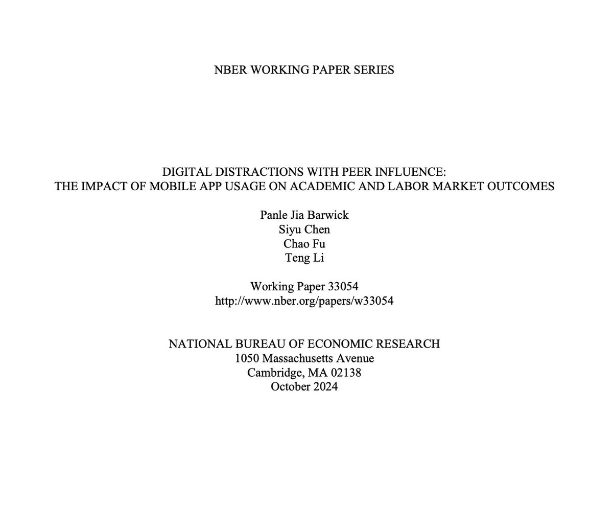 Forse non c'era bisogno di "prove empiriche", basta infatti un po' di esperienza e di dialogo con studenti e giovani ricercatori
In ogni caso è estremamente interessante la lettura dello studio di Panle Jia Barwick, Siyu Chen, Chao Fu e Teng Li su come l'uso (abuso) di