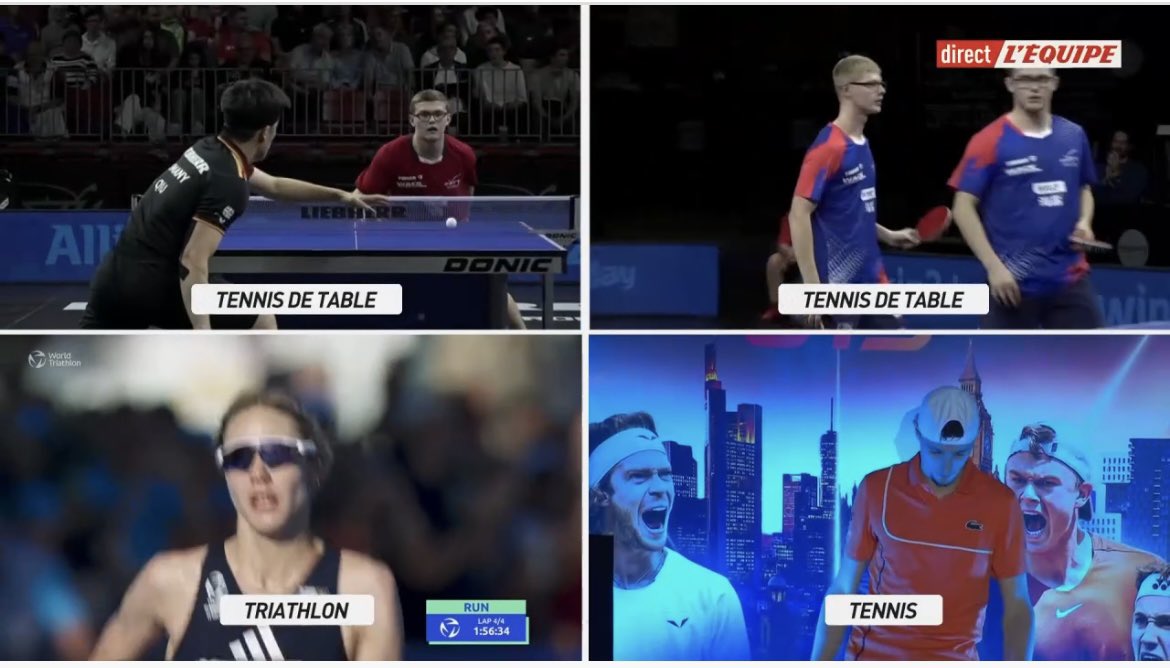 RomainSochas's tweet image. Encore une belle journée de sport sur @lachainelequipe !
#lequipeTTABLE 🏓 @ffttofficiel
#lequipeTRIATHLON 🏊♀️ @FFTRI
#lequipeTENNIS 🎾 @uts_tour_