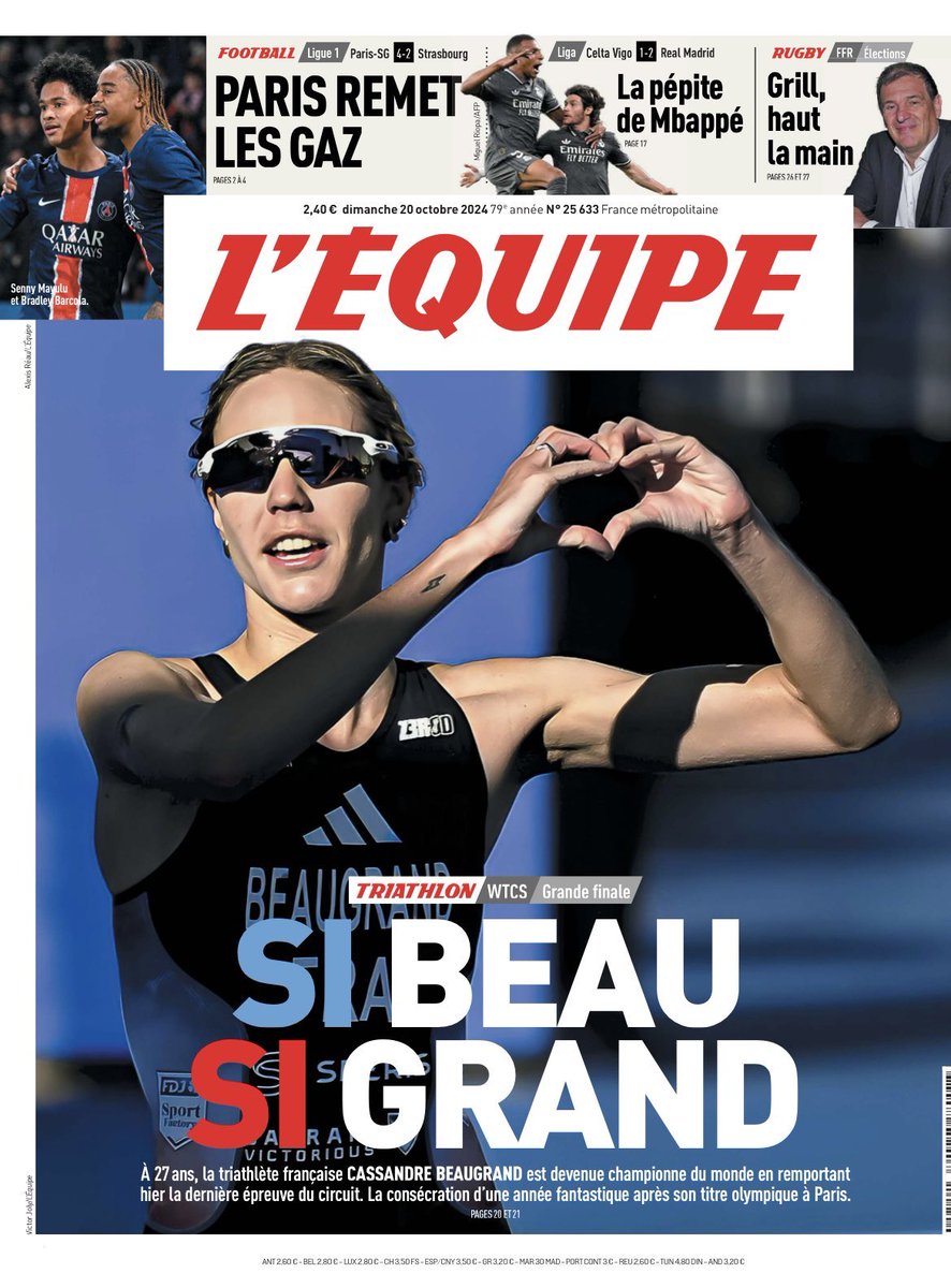 Là, je retrouve les grands titres de <a href="/lequipe/">L'Équipe</a>