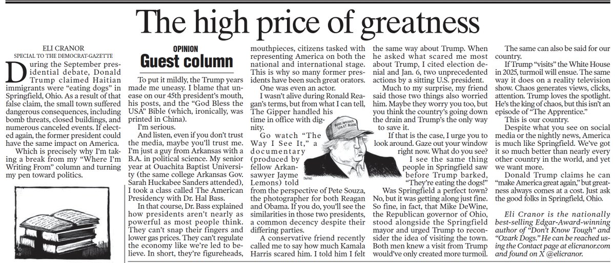 elicranor's tweet image. it's tough talking Trump in small-town Arkansas, but I said my piece in today's @ArkansasOnline 

would really appreciate if y'all could help me spread this one far and wide