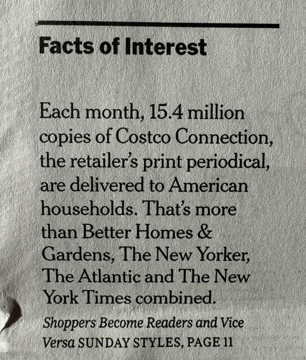 R. Houston Thompson (@hthompsonmd) on Twitter photo I frequently learn something from ‘Facts of Interest’ <a href="/nytimes/">The New York Times</a>. Can’t say I would have predicted this but I almost always find something of interest from Costco Connection as well I frequently learn something from ‘Facts of Interest’ <a href="/nytimes/">The New York Times</a>. Can’t say I would have predicted this but I almost always find something of interest from Costco Connection as well