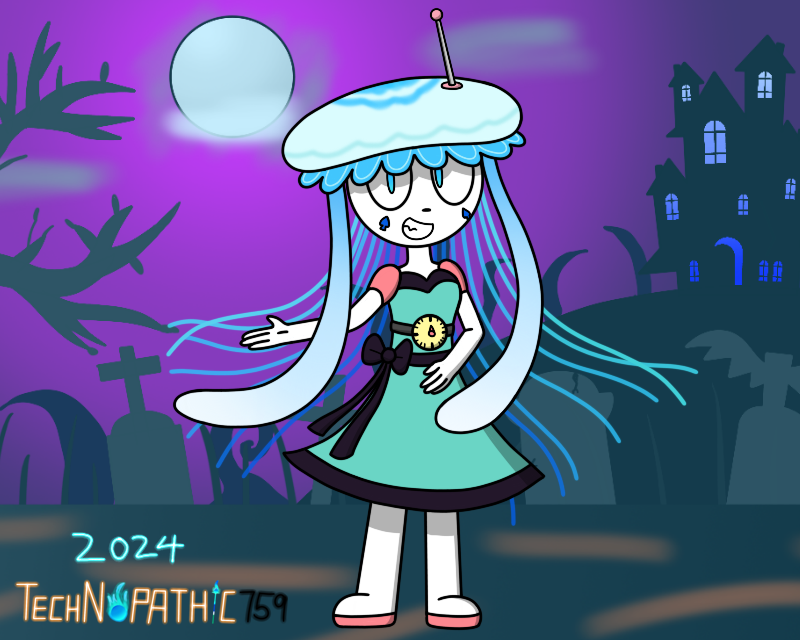 Technopathic759's tweet photo. Dance to the OFFICIAL WAY 📻
(the gague for eye didn't work that well, so I had to relocate it)

Jayla- Radiola (Deltarune official way)

#anthro #oc #ocart #jellyfish #costume #deltarune #darkner #halloween #halloween2024 #happyhalloween #happyhalloween2024 https://t.co/VNk4B17QBJ