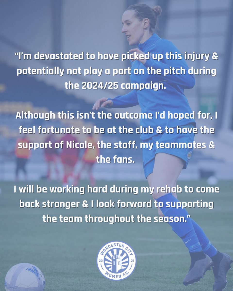 🚨Injury Update: Laura Davies 

If you wish to make a donation towards Laura’s surgery, click the link below. 🩵

gofundme.com/f/xrwpvr-laura…

#WCWFC #RISE #WorcestershireHour