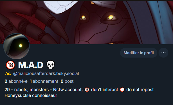 Helloooo fellow enjoyers ! How are we doing ? Two infos :  
1 → I'm changing my @ from simulacrewd to MaliciousAfterD 
2 → I'm oppening an account on 🟦☁️