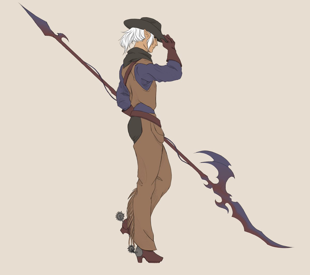 DawnWandering's tweet photo. #Estober 16th Sun - Cowboy

Dragoons are just Ishgardian cowboys - they've already got the spurs. https://t.co/2mATmdnbz3