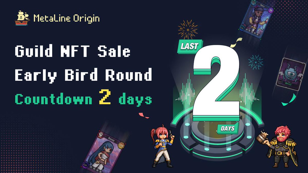 Metaline001's tweet photo. ⏰ Only 2 days left until the guild blind box sale! 🎉 Are you ready?
🔥Get excited and prepare for the big event!
#GameFi #MetaLine #NFT https://t.co/m4vDR7GBDF