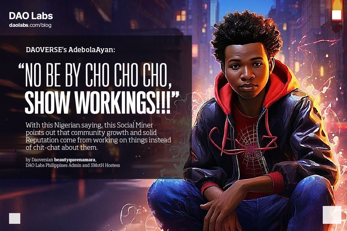 Introducing <a href="/AdebolaAyan/">AdebolaAyan</a> 🚀

Against all odds, he has built a strong presence in the Web3 space, transitioning from modest blog writing to a respected voice in #SocialMining Hubs. 

✍🏼 Learn more about his inspiring story.

Read More: daolabs.com/posts/adebola-…

Stay tuned for more