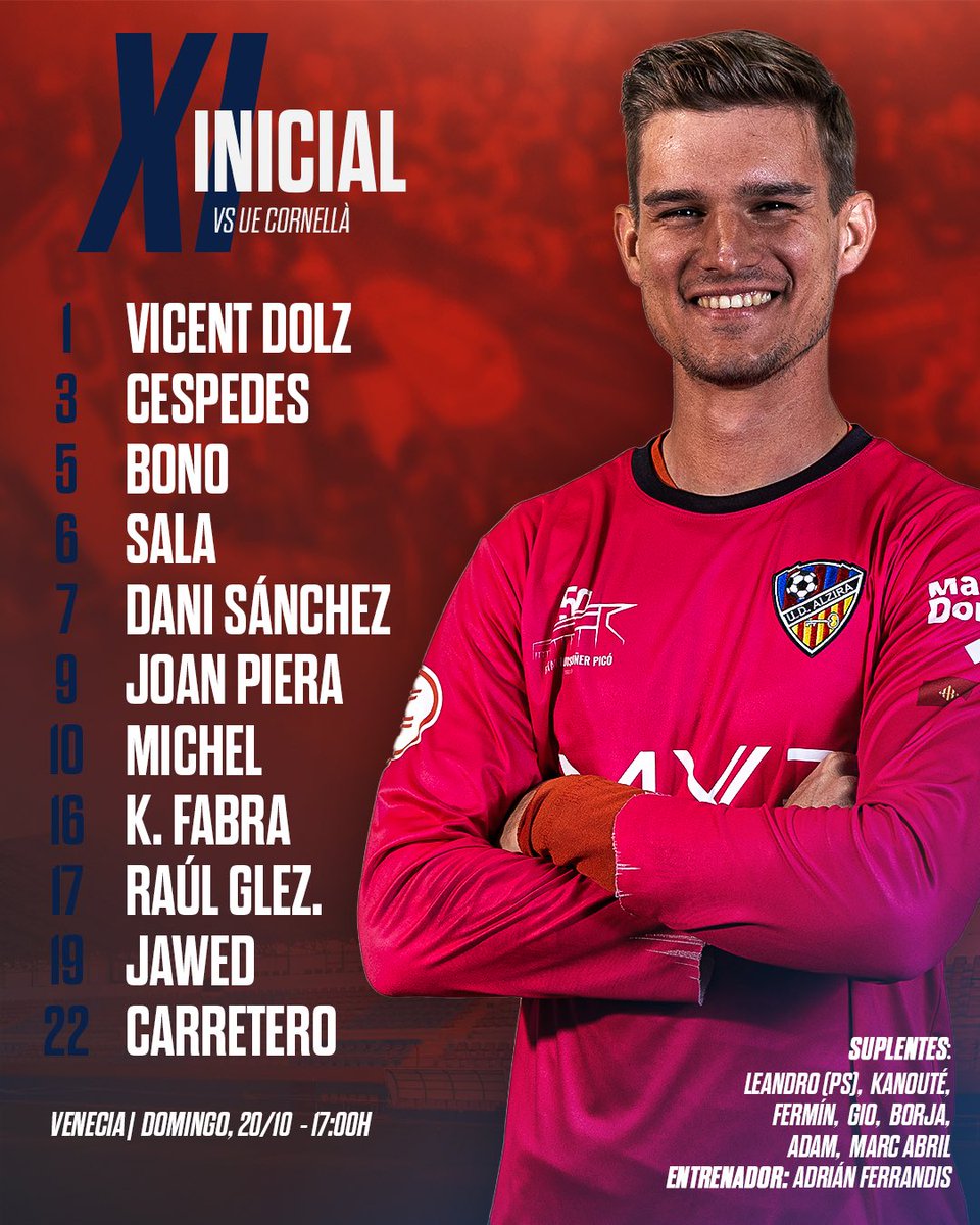 ¡𝐗𝐈 𝐈𝐍𝐈𝐂𝐈𝐀𝐋 𝐯𝐬 UE CORNELLÀ!

#UDAlzira | #SomLaResistència 
#AlziraCornellà