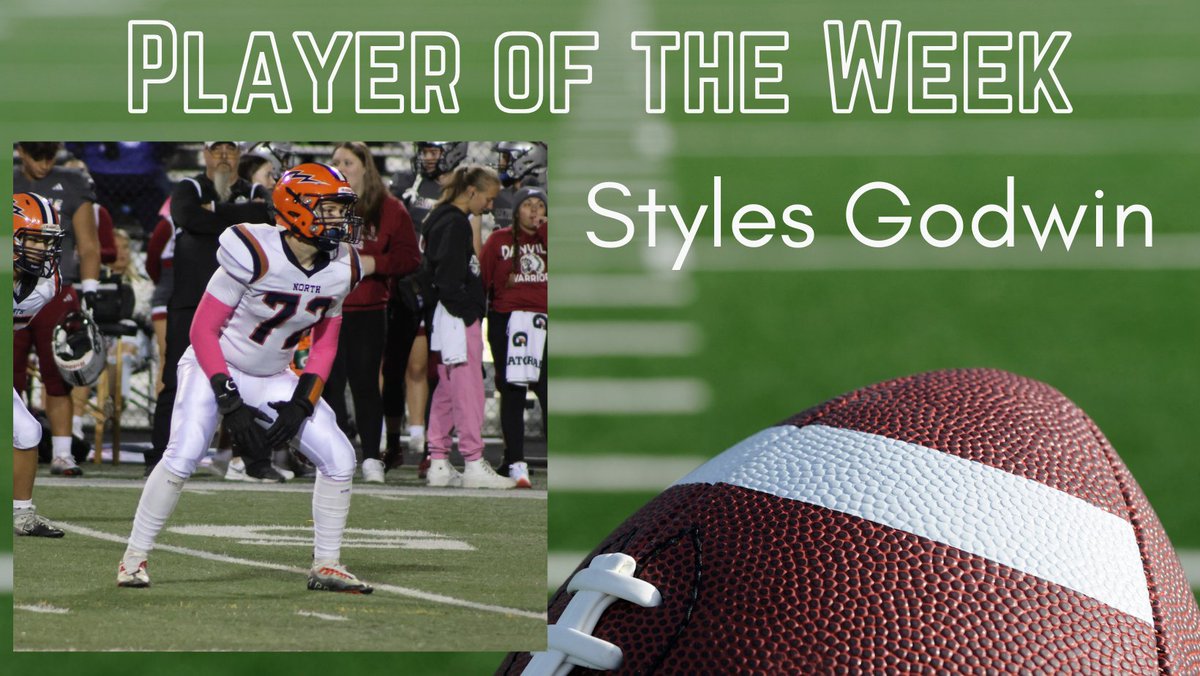 Styles Godwin was selected as Varsity Offense POTW for Danville: Styles consistently gives great effort and is always coachable, which shows in how much he has improved this year.
