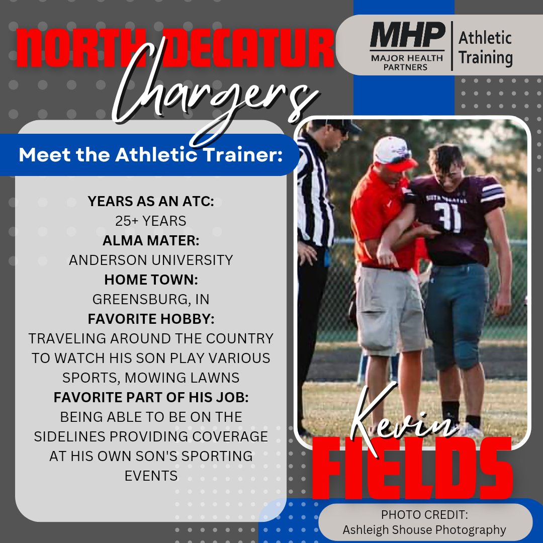 MHPATs's tweet photo. This week's "Spotlight Sunday" brings yet another new addition to our team this year. Kevin Fields has played a vital role in providing quality care at both Decatur County Schools, and we can't thank him enough!!! #spotlightsunday #dawg #oneofthebest @NDChargers https://t.co/4TCSUaurfJ