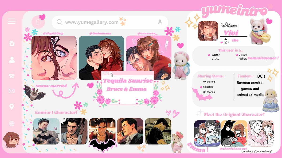 viivyne's tweet image. new #yumeintro ! ♡
I'm vivi! i yume Bruce Wayne from most of the batman media ᯓᡣ𐭩.ᐟ ⊹
⭑my ship name is tequila sunrise!
⭑🦇🧁
⭑selective sharing!
❥bibis.straw.page ° ᡣ𐭩 . ° .
⭑ʚ #yumeshiptwt #yumetwt #sstwt ɞ⭑