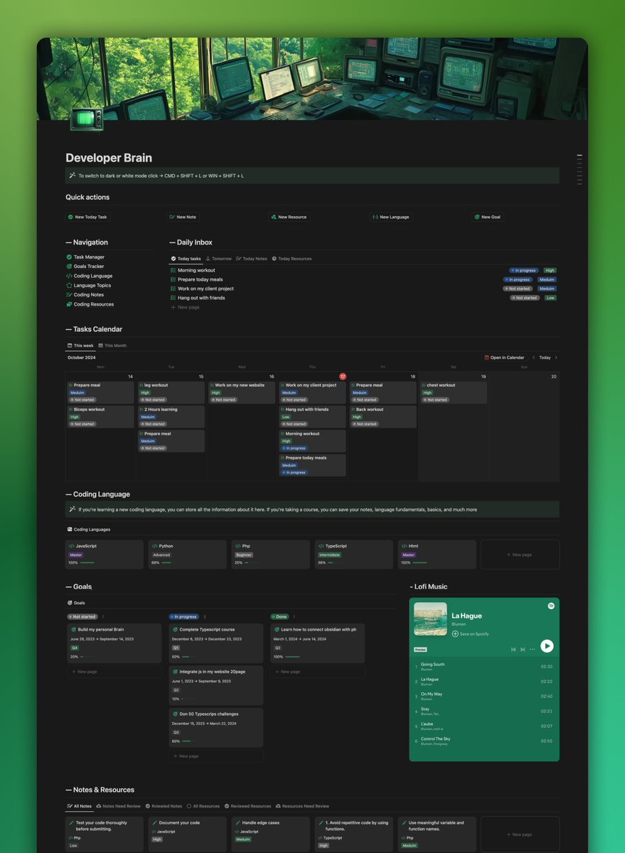 osama_latrache's tweet photo. 🚨 42 hours Giveaway 

For developers who are struggling to organize their lives, I created a Free Developer life planner template in Notion
 
To get it:  

1. Like
2. Retweet,
3. Comment "DEVELOPER" 
Must follow me so I can send you the link