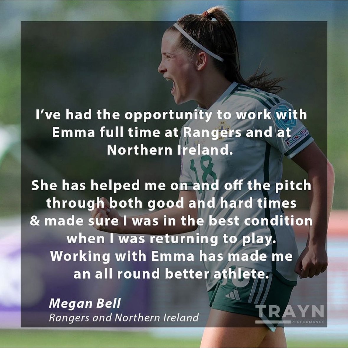 TRAYNPerform's tweet photo. 📌 TRAYN Testimonial: Northern Ireland Senior Women Internationalist Megan Bell https://t.co/qN8SxKB17u